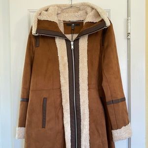 Faux suede & shearling coat